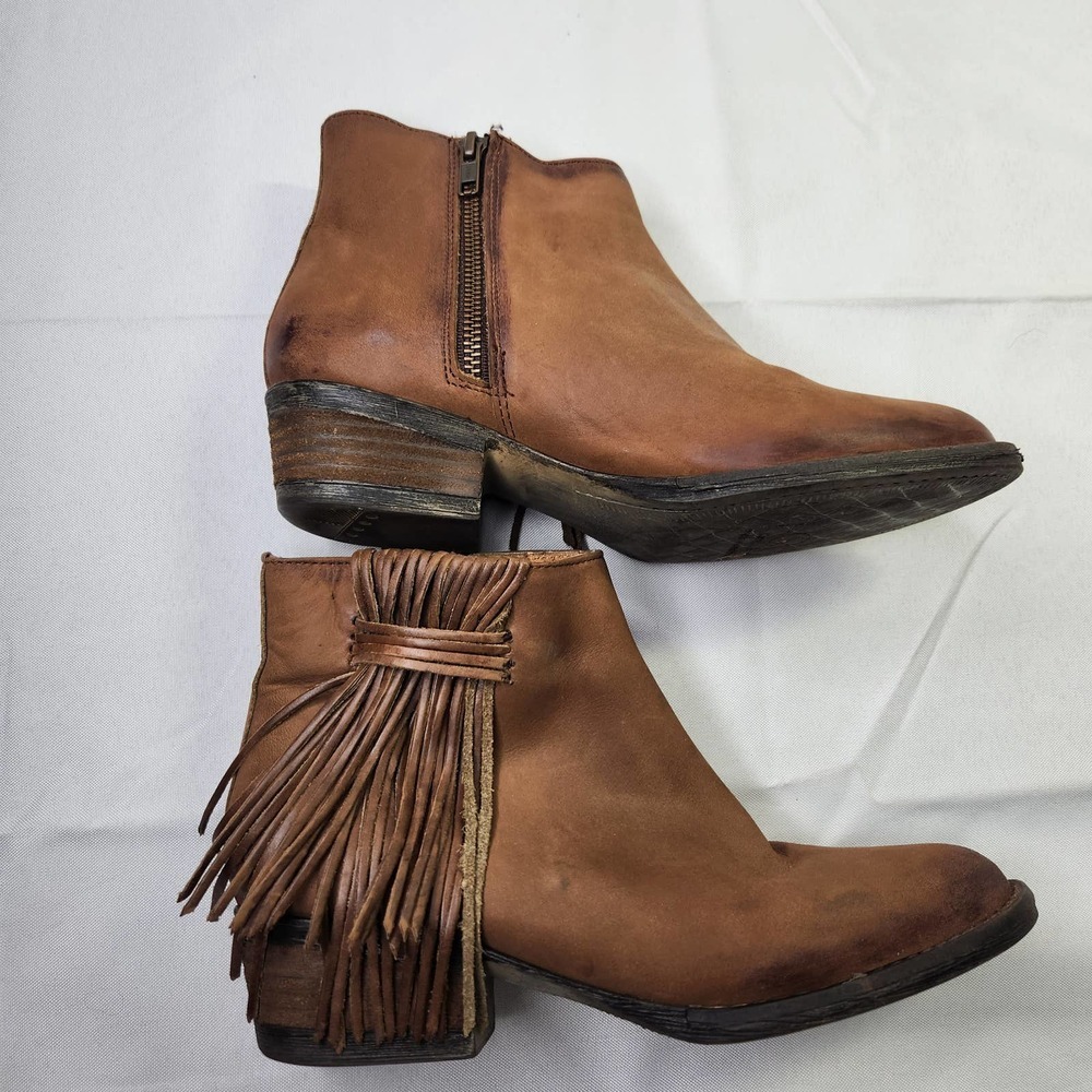 Circle G by Corral Womens Fringe Ankle Boots Tan Distressed Leather Q0007 7.5M - Picture 5 of 13